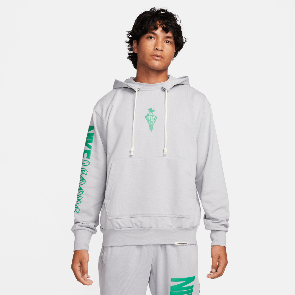 Nike Standard Issue Men's Dri-FIT Pullover Hoodie Wolf Grey/Stadium Green